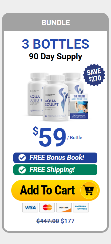Bundle: 3 bottles, 90 day supply – $59 per bottle, total $177, free bonus book, free shipping. Add to cart.
